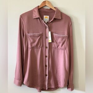 C&C California Mauve Button Up Knit Micro-Fleece Shacket. Women’s Sz M - NWT